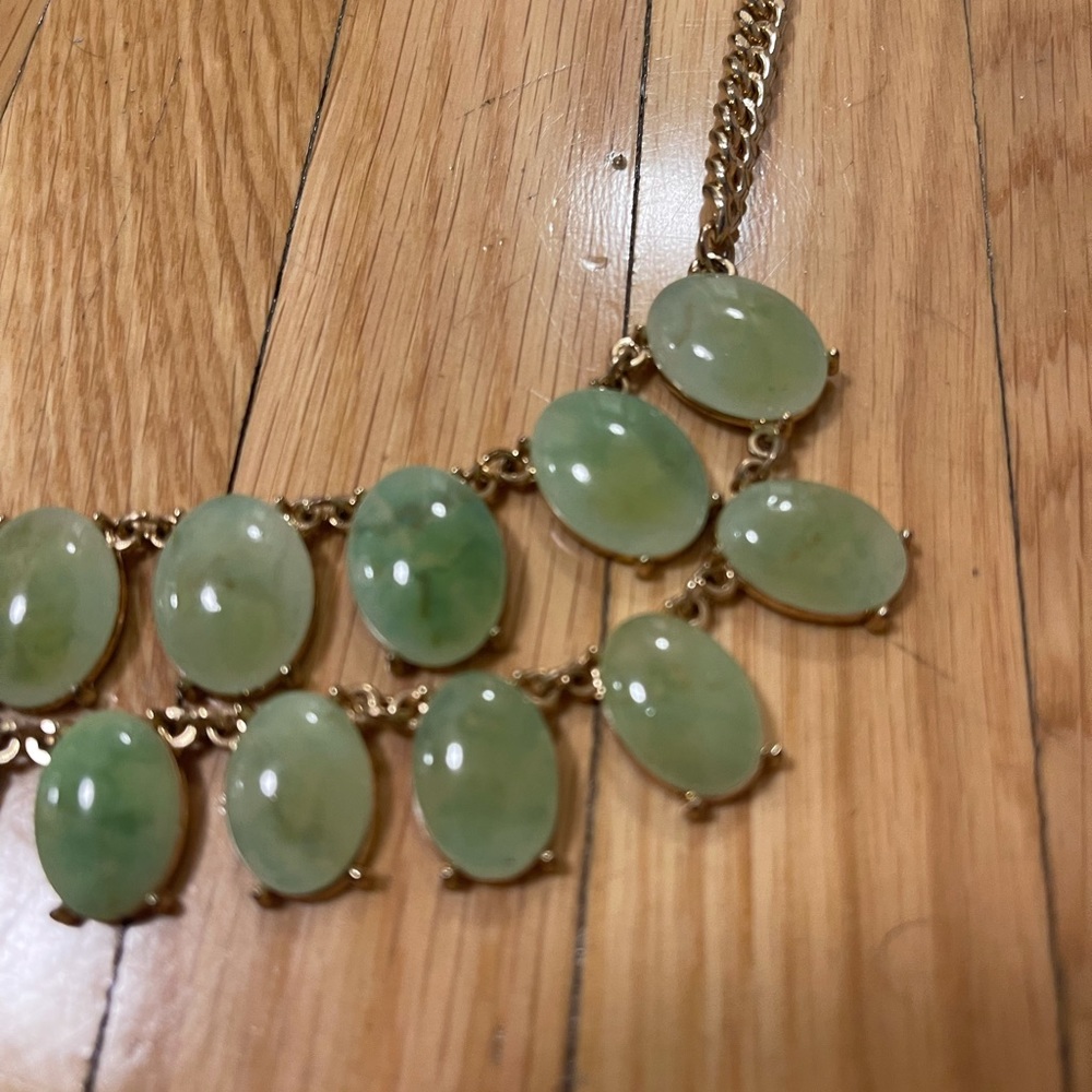 Green Stone Layer Statement Necklace - image 4